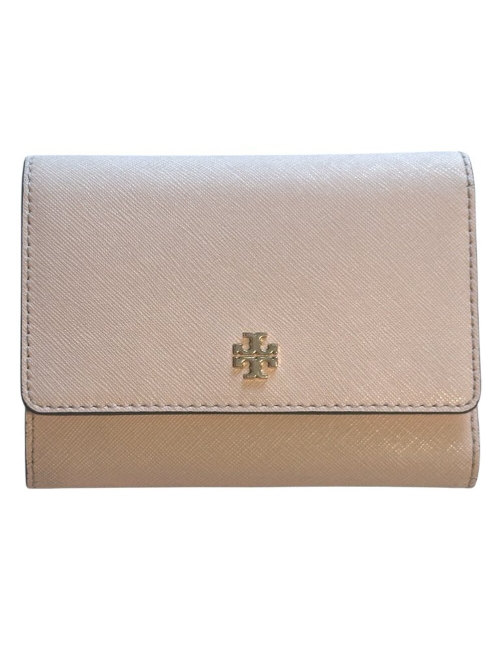 Tory Burch Robinson Saffiano Leather Trifold Wallet Apricot Peach